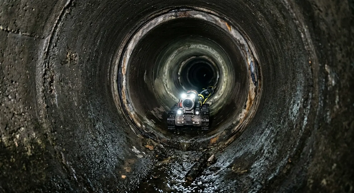 Robotic sewer camera inspecting pipe interior for Sewer Line Cleaning in Leon Valley